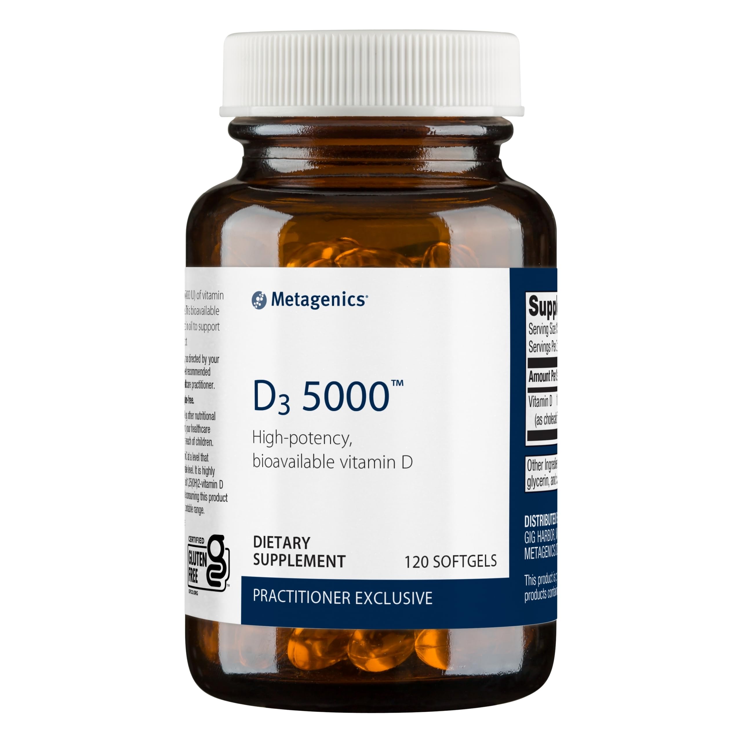 Metagenics D3 5000 Immune, Bone, & Heart Health Support - 120 Softgels