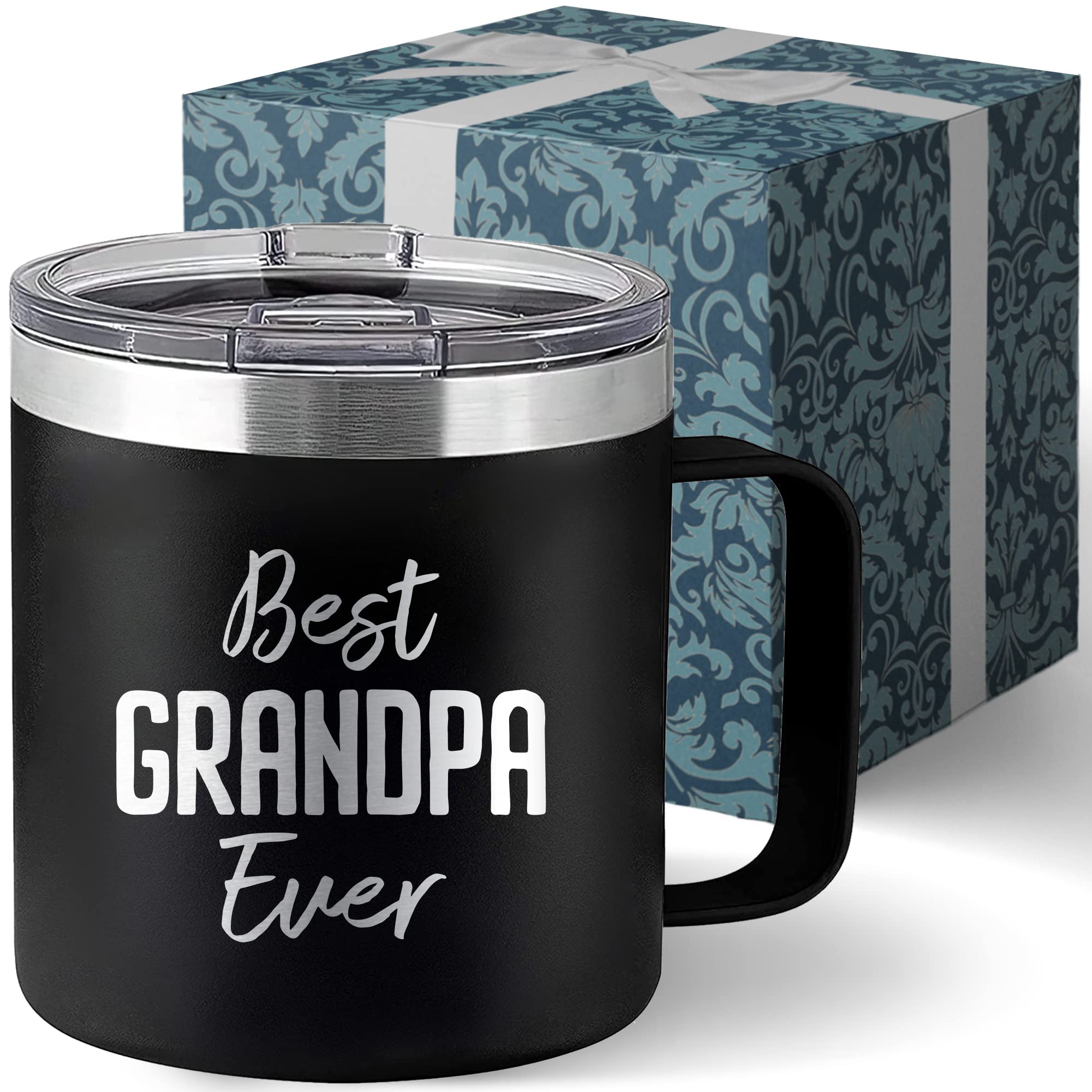 Papa Fathers Day Gift Best Grandpa Ever Mug - Grandpa Gifts for Papa Tumbler Grandpop Abuelo Gift - Paw Paw Gifts for Grandpa Mugs from Grandkids - Tumbler 14oz Stainless Steel Tumbler with Lid