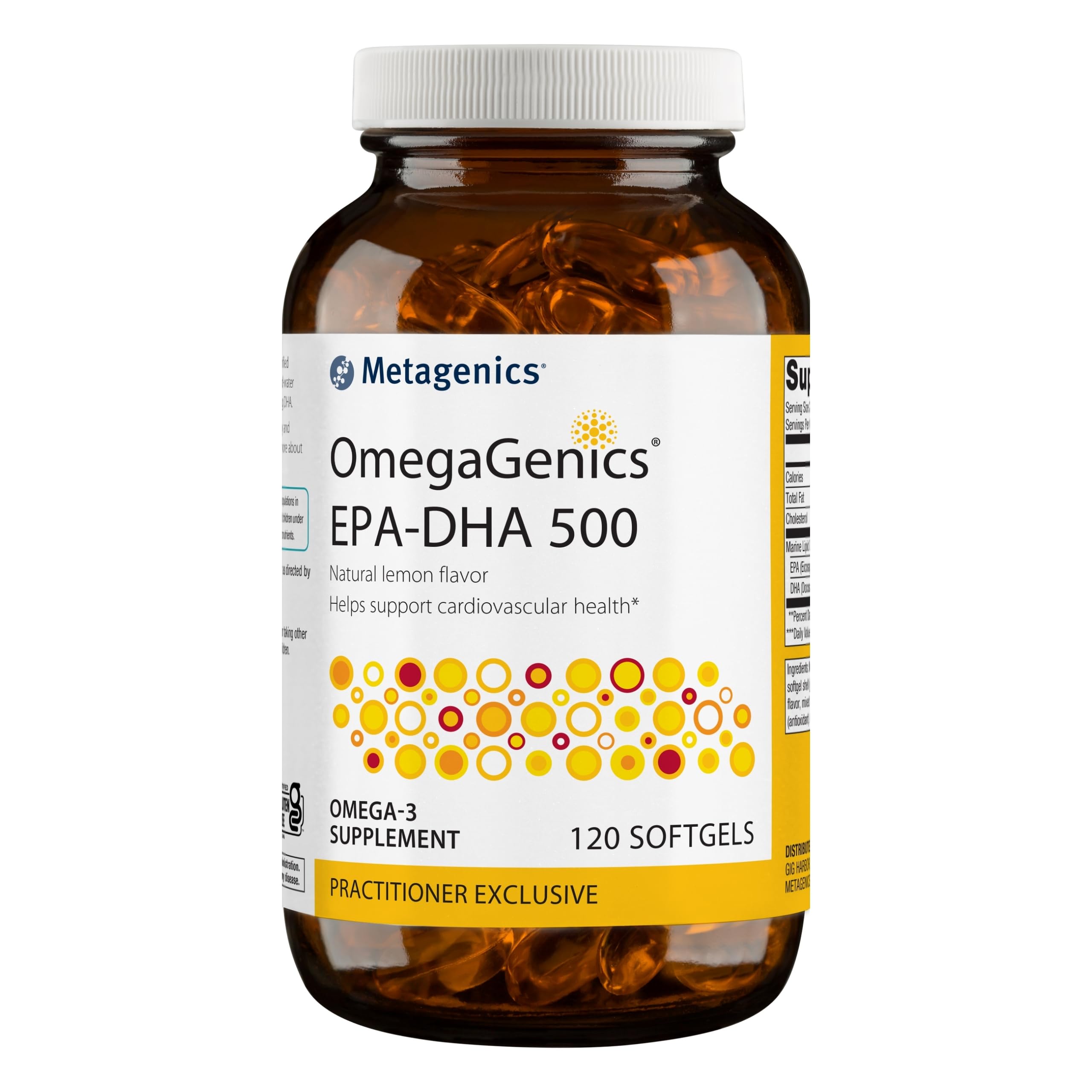 Metagenics OmegaGenics EPA-DHA 500 - Supports Cardiovascular Health* - Fish Oil EPA DHA - Purity & Quality Tested - Non-GMO & Gluten-Free - 120 Count