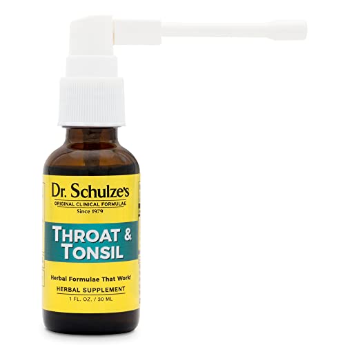 Dr. Schulze’s Throat & Tonsil Cool Soothe & Protect | Herbal Supplement - Easy Spray Nozzle 1 oz Bottle