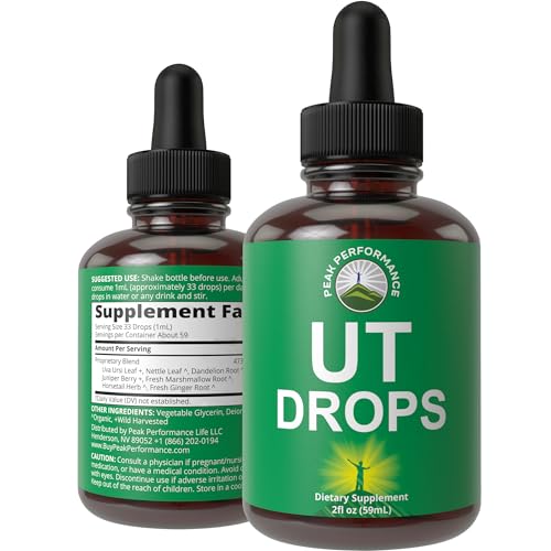 UTI Herbal Relief Vegan Kosher Drops for Women's Urinary Tract Health with Uva Ursi, Nettle Leaf, Dandelion Root, and More