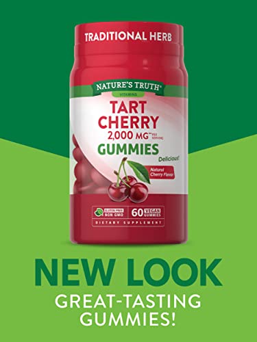 Nature's Truth Tart Cherry Gummies 2000mg 60 Count Natural Cherry Flavor