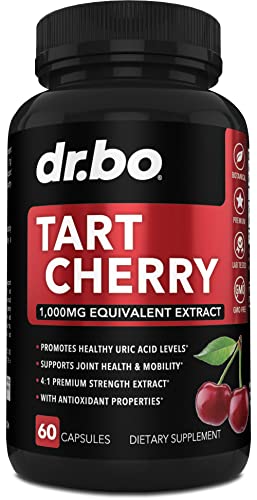 Tart Cherry Extract Capsules Supplement - Purge Uric Acid Flush Cleanse Antioxidant Pills 60 Caps