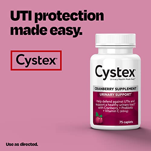 Cystex Cranberry UT Health Probiotic & Vitamin C Blend for Women – 75 Sugar-Free Caplets