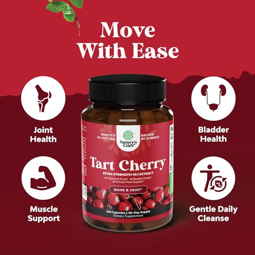 Advanced Tart Cherry Extract Capsules: Extra Strength Uric Acid Cleanse and Joint Support 120 Count