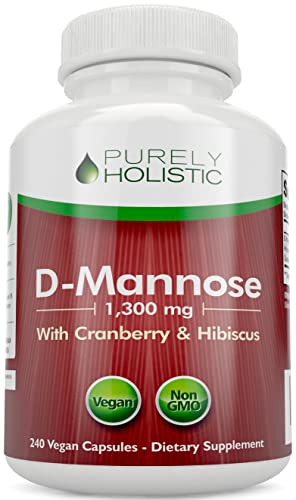 D-Mannose 1300mg 3-in-1 Formula with Cranberry & Hibiscus - 240 Vegan Capsules
