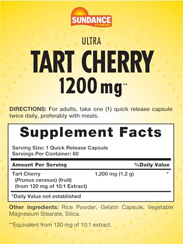 Sundance Tart Cherry Capsules 1200mg 60 Count Traditional Herbal Supplement