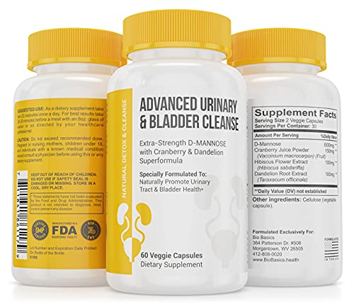 Advanced UT Health D-Mannose & Cranberry Blend for Fast-Acting Cleanse and Balance - 60 Capsules