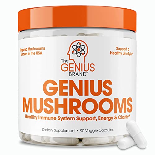 Genius Mushroom Lions Mane, Cordyceps and Reishi Immune System Booster & Nootropic Brain Supplement 90 Veggie Pills