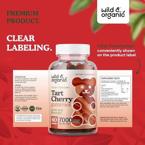 Organic Tart Cherry Extract Gummies Uric Acid Support and Joint Support - 60 Chews