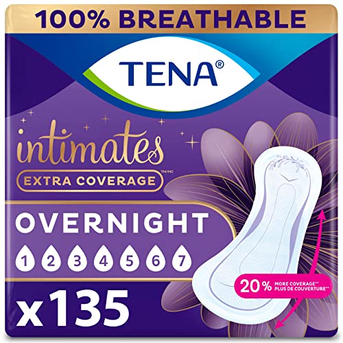 Tena Overnight Incontinence Pads 135 Count, Extra Coverage
