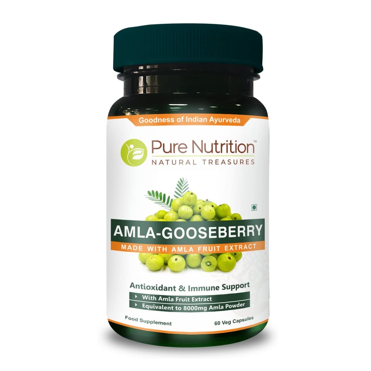 Pure Nutrition Amla Extract 1000mg per Serving. (Equivalent to 8000mg Amla Fruit Powder) 60 Veg Capsules