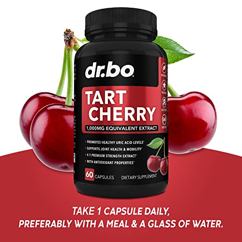 Tart Cherry Extract Capsules Supplement - Purge Uric Acid Flush Cleanse Antioxidant Pills 60 Caps