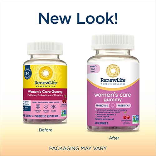 Renew Life Women's Care Cherry Prebiotic and Probiotic Gummies - 48 Count