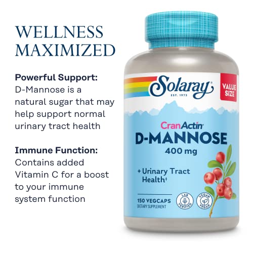 Solaray D-Mannose with CranActin Cranberry Supplement Urinary Tract Health & Bladder Support (150 VegCaps)
