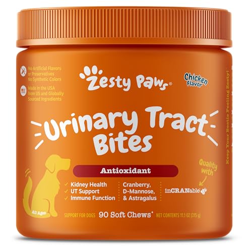 Zesty Paws Cranberry Bladder Bites for Dogs - 90 Soft Chews