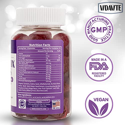 VIDAVITE Liver Cleanse Gummies 1500mg Milk Thistle Supplement - 60 Vegan Gummies