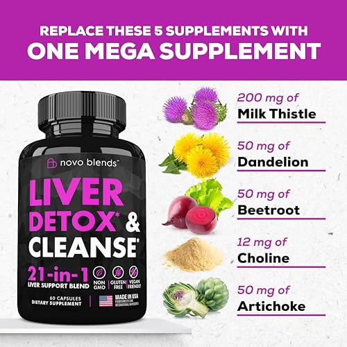 Novo Blends Liver Cleanse Detox & Repair Support Herbal Supplement - 60 Capsules