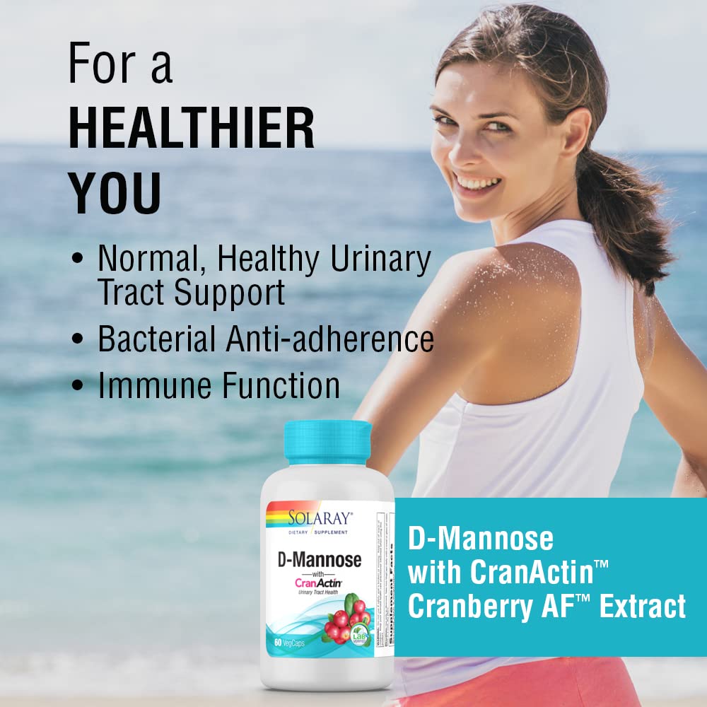 Solaray CranActin D-Mannose, Urinary Tract Health, 1,000 mg, 60 VegCaps
