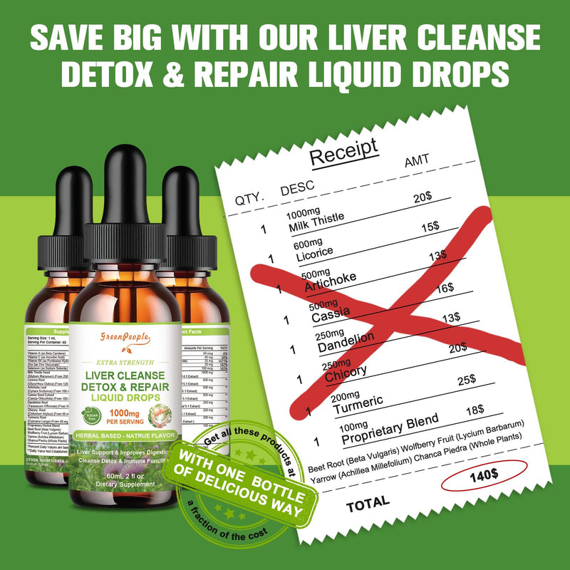 GREENPEOPLE Liver Cleanse Liquid Drops: Detox & Repair Supplement - 2Fl Oz