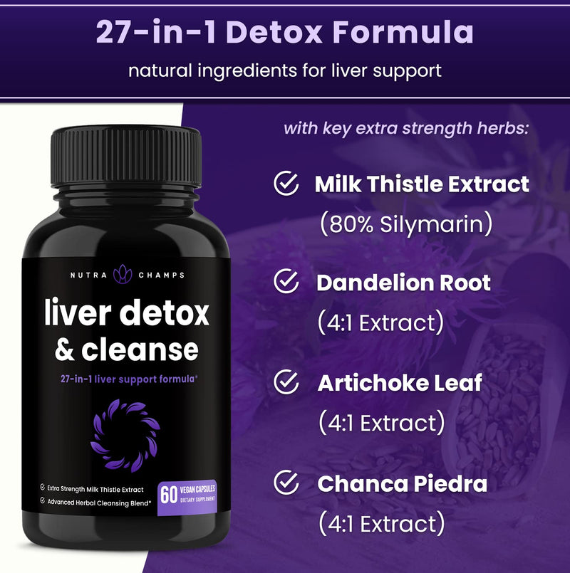 Liver Cleanse Detox & Repair Formula Premium Support Supplement - 60 Capsules