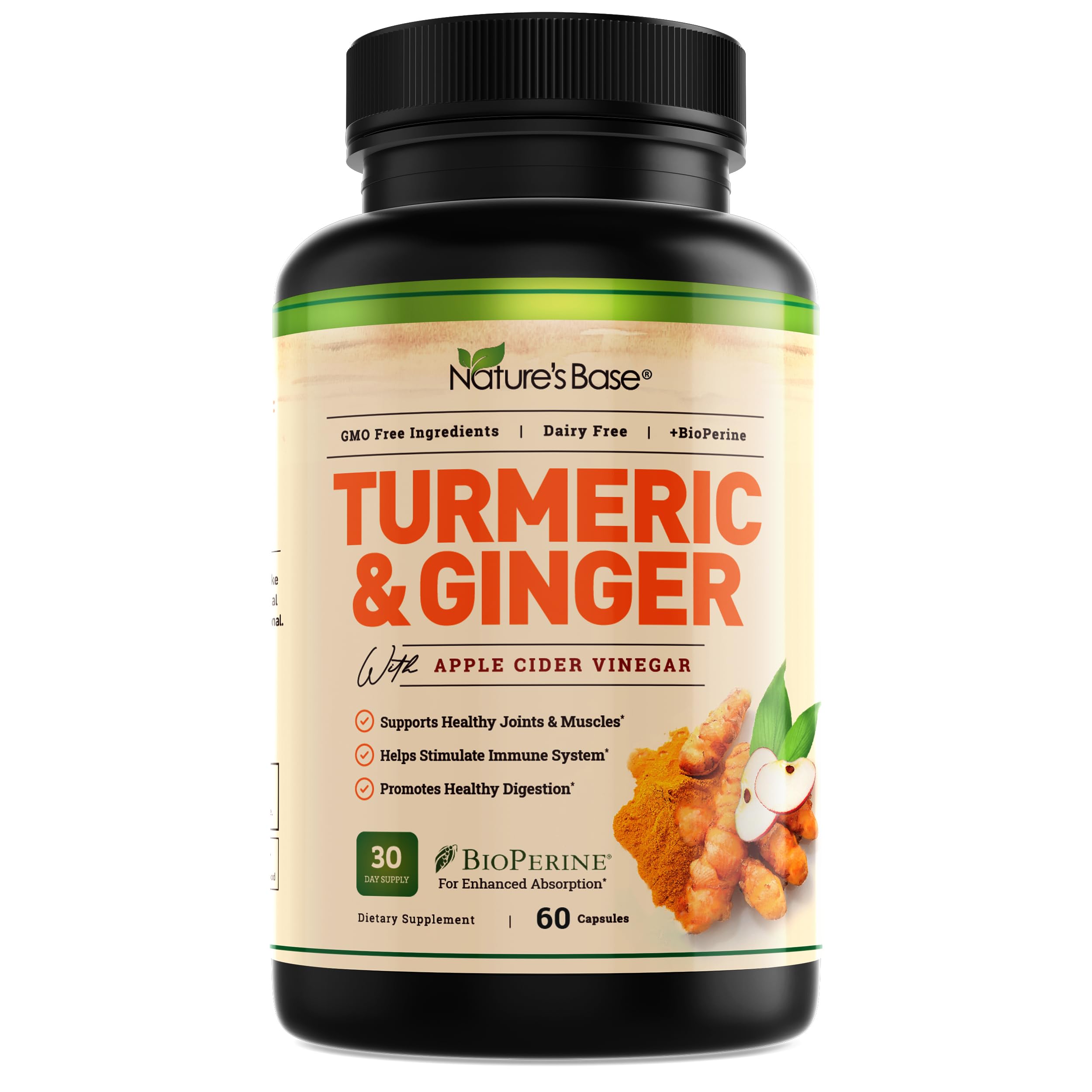 Turmeric and Ginger Supplement - Tumeric Curcumin Joint Support Pills 95% Curcuminoids - 60 Capsules