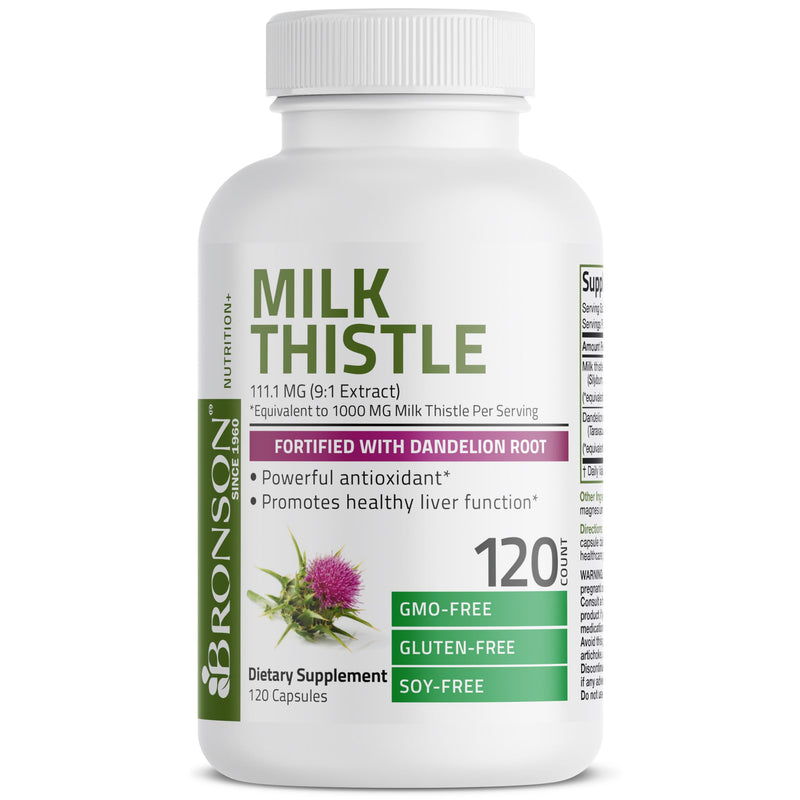 Bronson Milk Thistle & Dandelion Root Liver Health Support - 120 Capsules