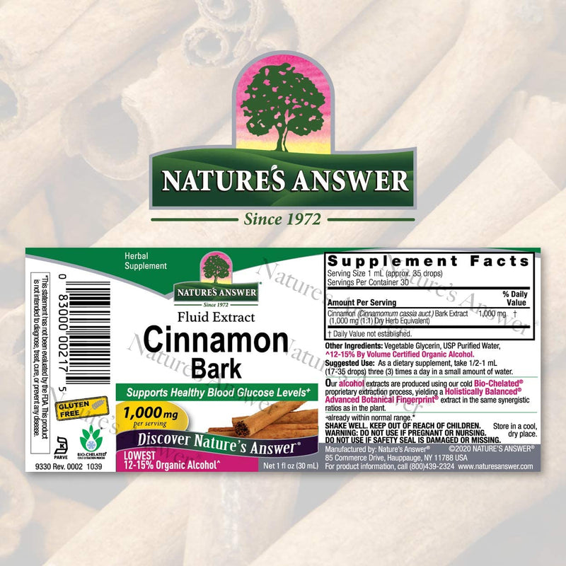 Nature's Answer Cinnamon Bark, 1-Fluid Ounce Kosher
