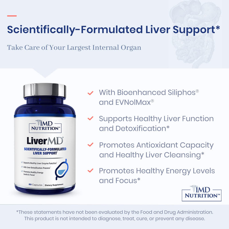 1MD LiverMD Highly Bioavailable Liver Support Supplement - 60 Capsules