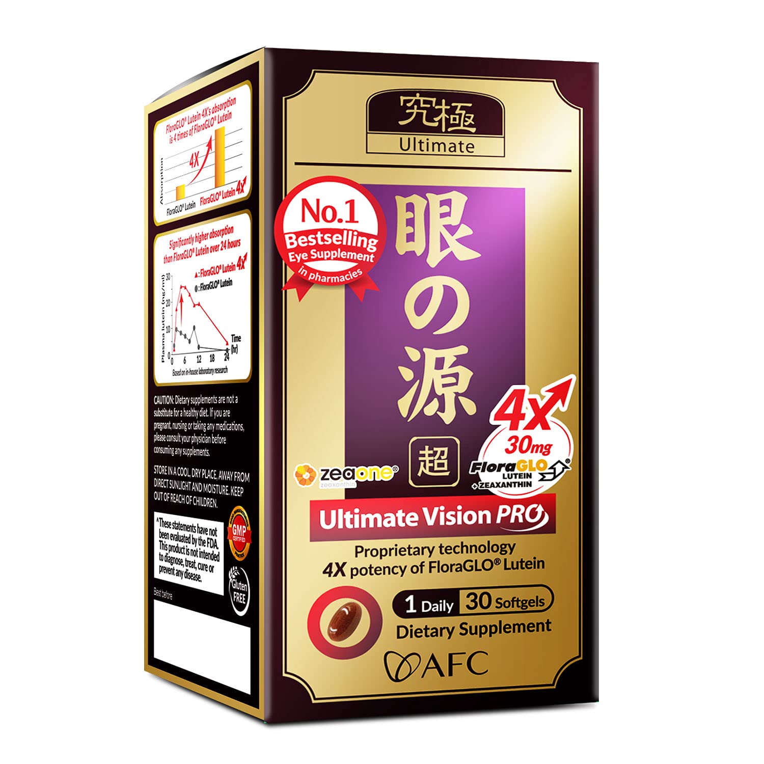 AFC Japan Ultimate Vision PRO - Eye Formula with FloraGLO Lutein 4X 30 Count