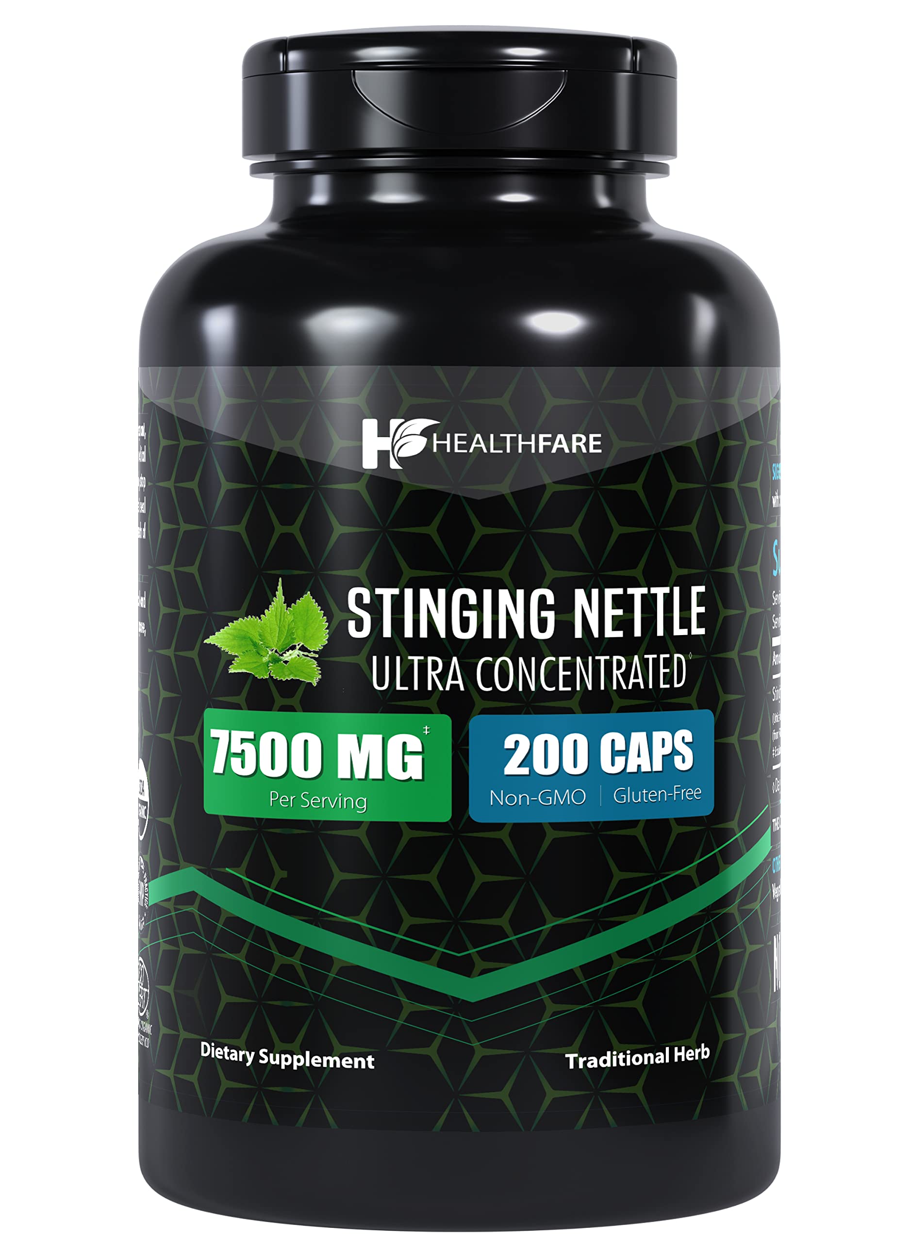 Healthfare Stinging Nettle Leaf Extract 7500mg 200 Caps  Urtica Dioica Supplement