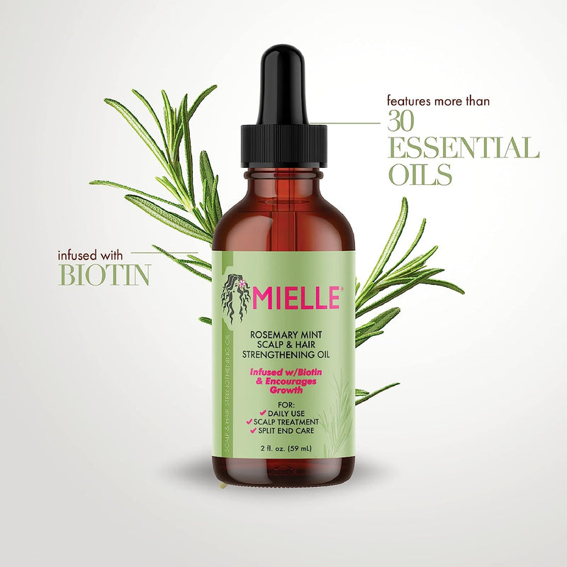 Mielle Organics Rosemary Mint Scalp & Hair Strengthening Oil With Biotin & Essential Oils, 2-Fluid Ounces