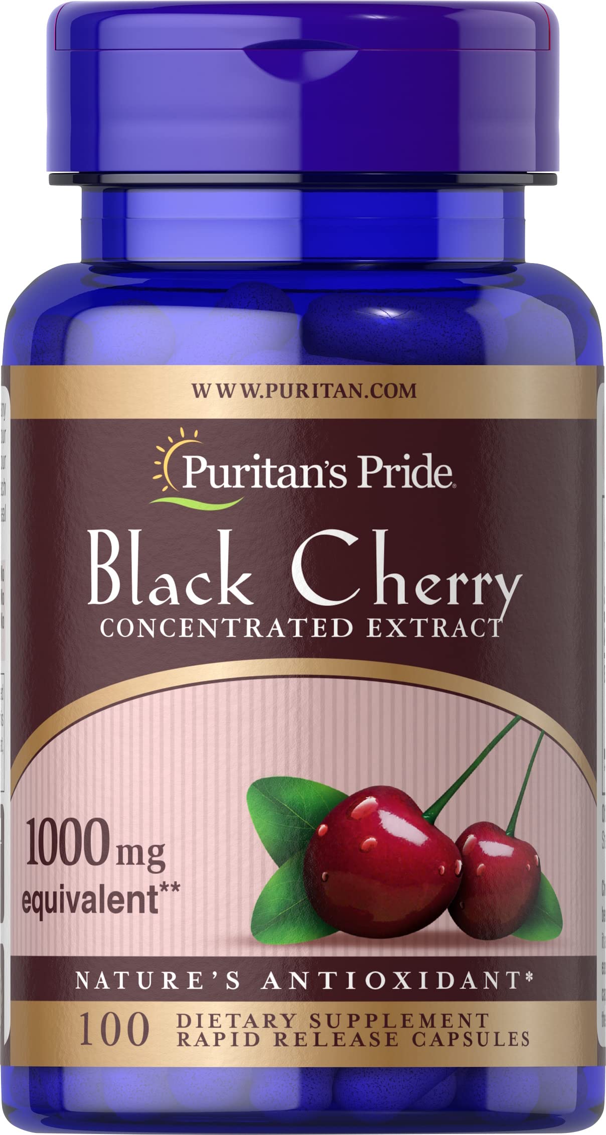 Puritan's Pride Black Cherry Extract 1000mg, 100 Count (19373)