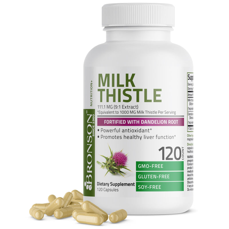 Bronson Milk Thistle & Dandelion Root Liver Health Support - 120 Capsules