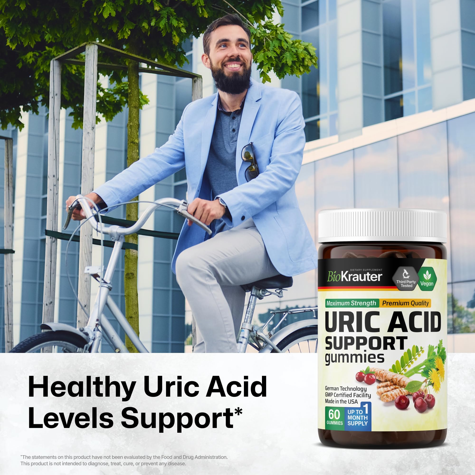 Uric Acid Support Gummies - Uric Acid Flush & Joint Support w/Tart Cherry 60 Vegan Gummies