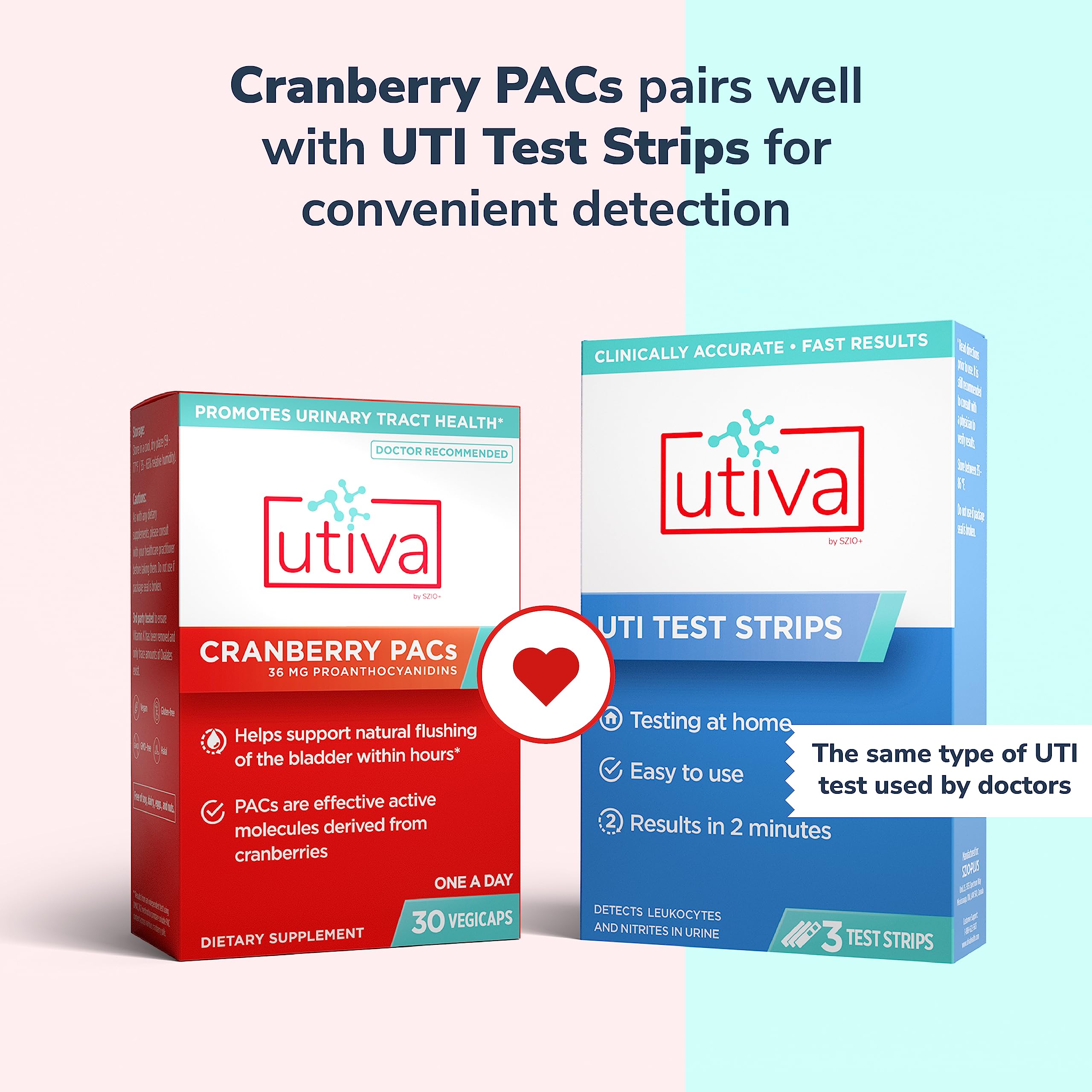 Utiva Cranberry PACs Supplement for Urinary Tract Health, 30 Vegi Capsules