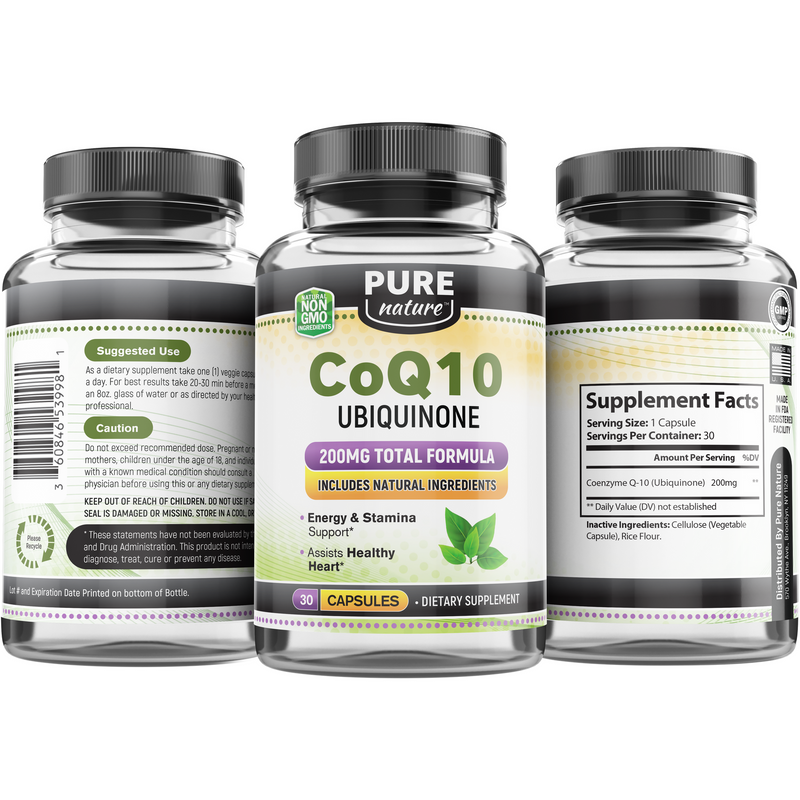 CoQ10 Ubiquinone Hart Health, Blood sugar regulation, 200mg 30 Count