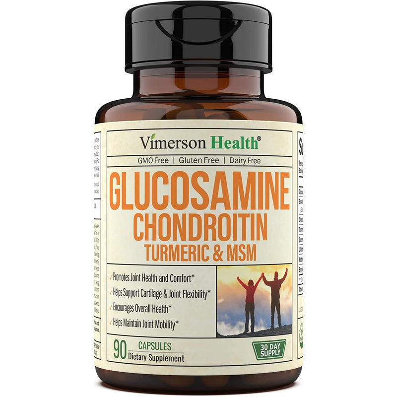 Glucosamine with Chondroitin Turmeric MSM Helps Inflammatory Response, Antioxidant Properties 90 Caps