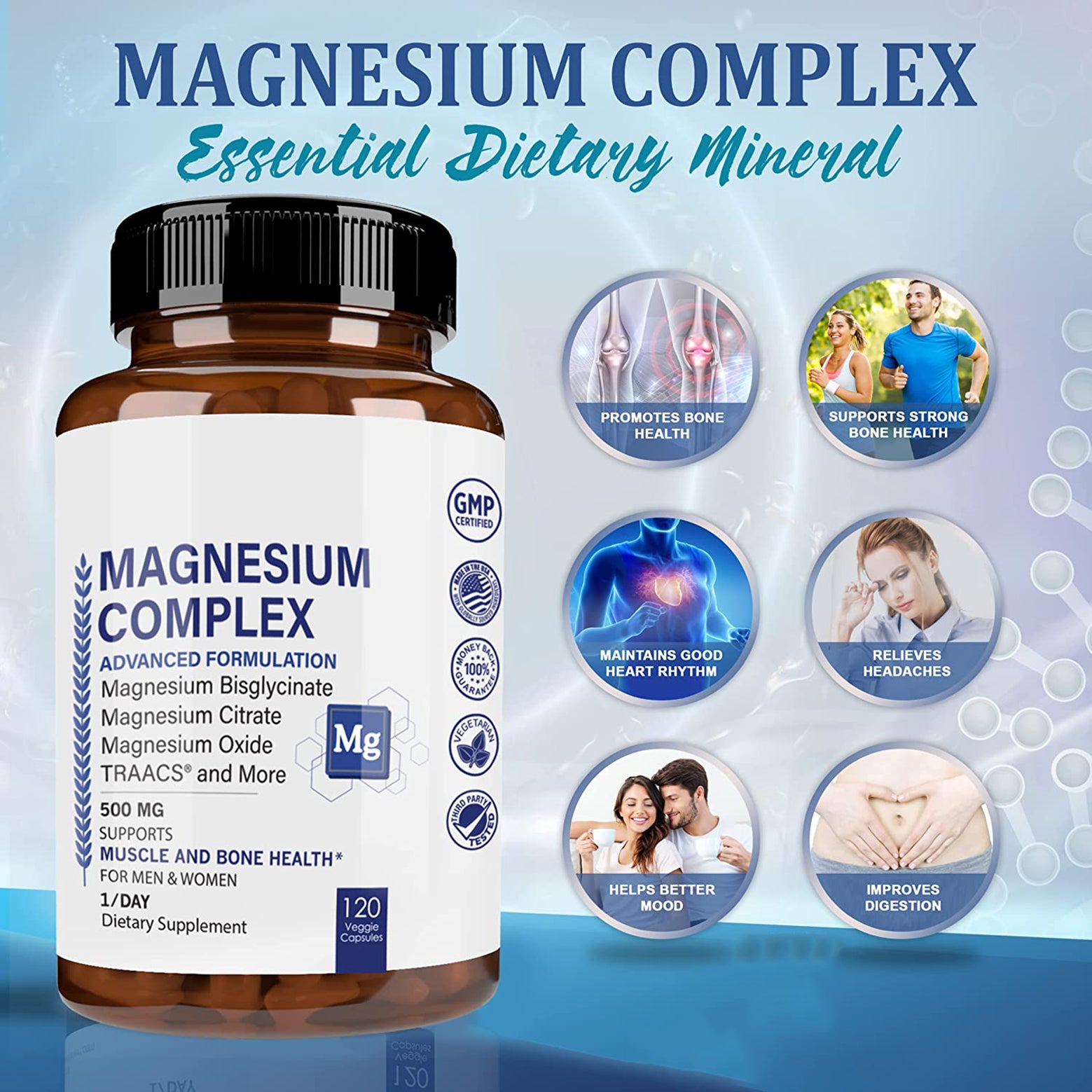 Organic Herbal Complex Max Absorption Supplement Magnesium Citrate Oxide Taurate Capsule For Sleep And Muscle Vegan Capsule