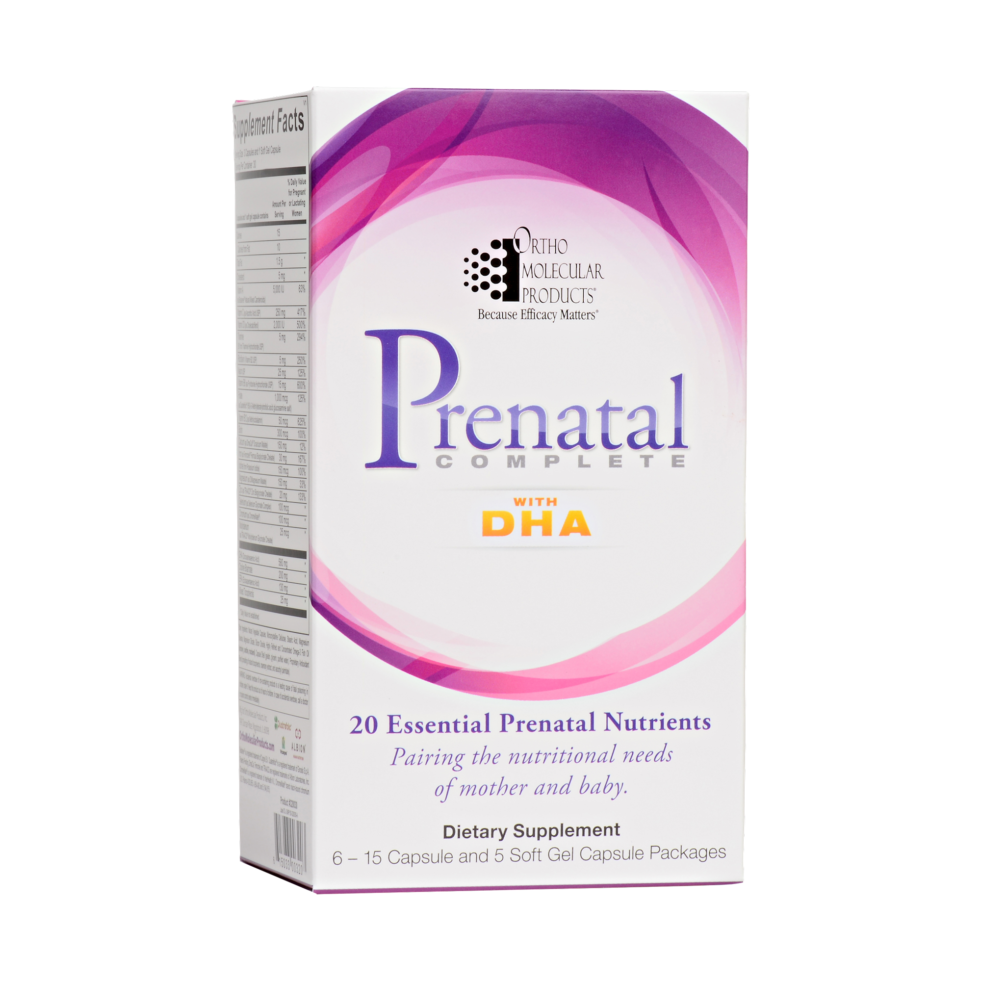 Prenatal Complete with DHA 6 - 15 Capsules and 5 Soft Gel Capsule Packages