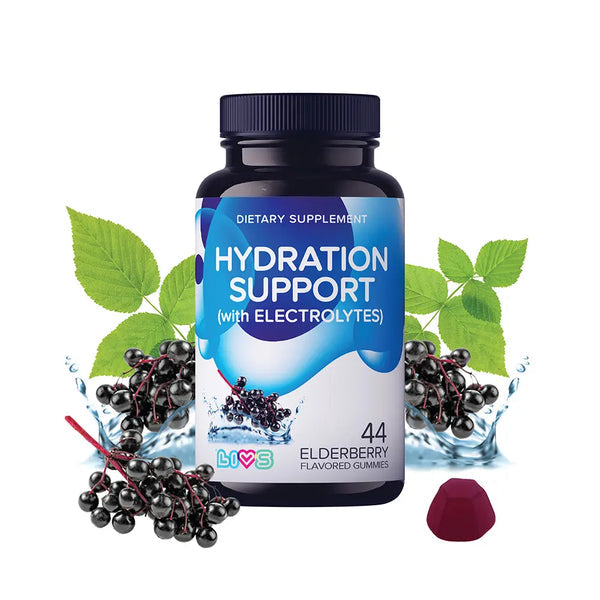 LIVS Hydration Support with Electrolytes Dietary Supplement, 44 Elderberry Flavored Gummies