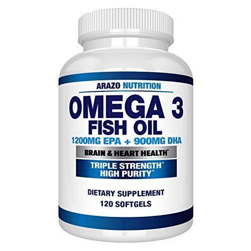 Omega 3 Fish Oil 4,080MG - High EPA 1200MG + DHA 900MG - Arazo Nutrition 120 Count