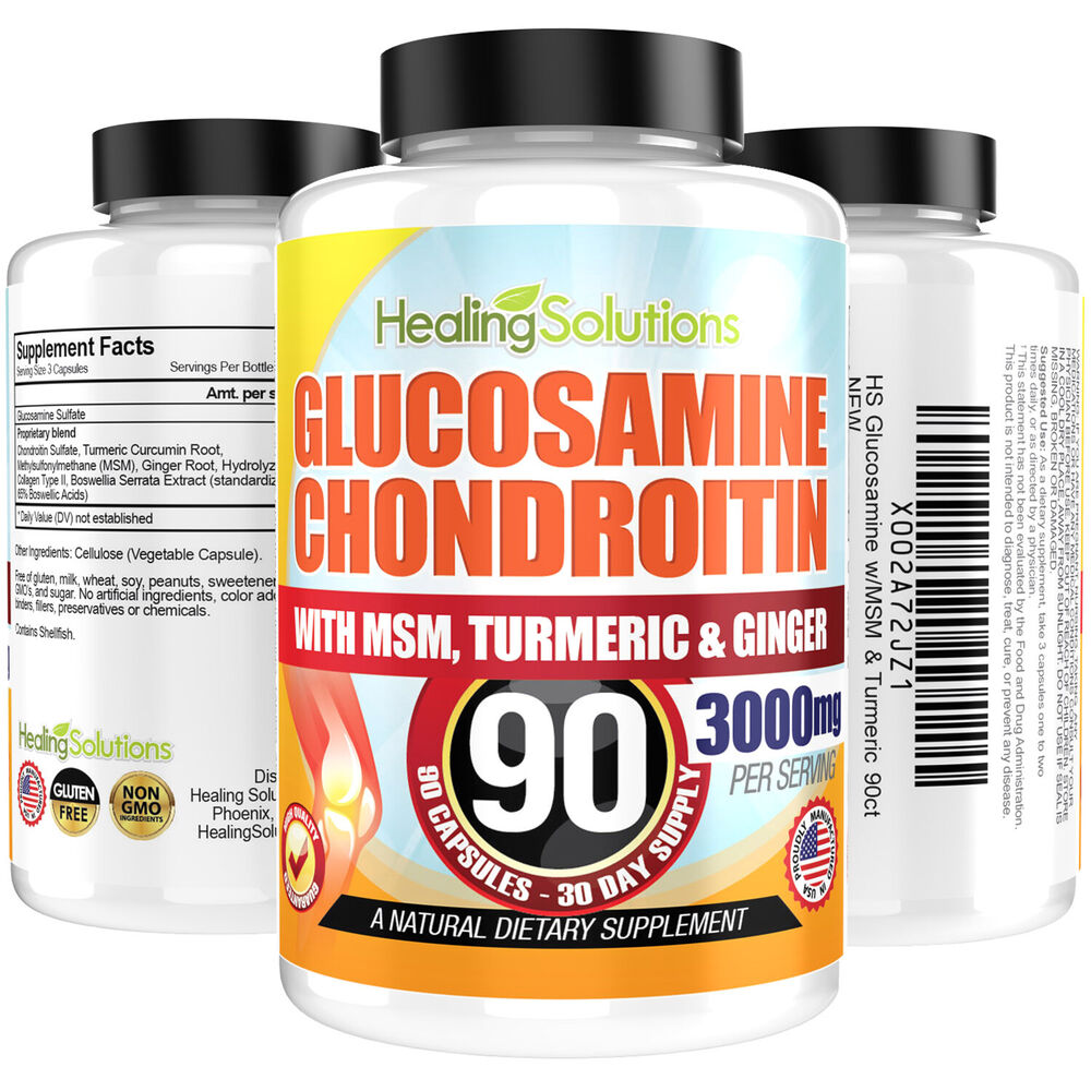 Glucosamine Chondroitin with COLLAGEN TYPE II 2 MSM Turmeric Ginger 3000MG 90ct
