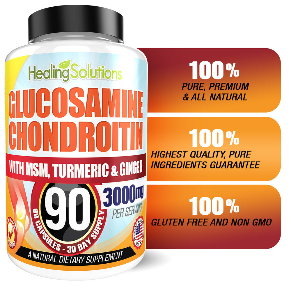 Glucosamine Chondroitin with COLLAGEN TYPE II 2 MSM Turmeric Ginger 3000MG 90ct